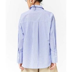Striped blue and white button shirt